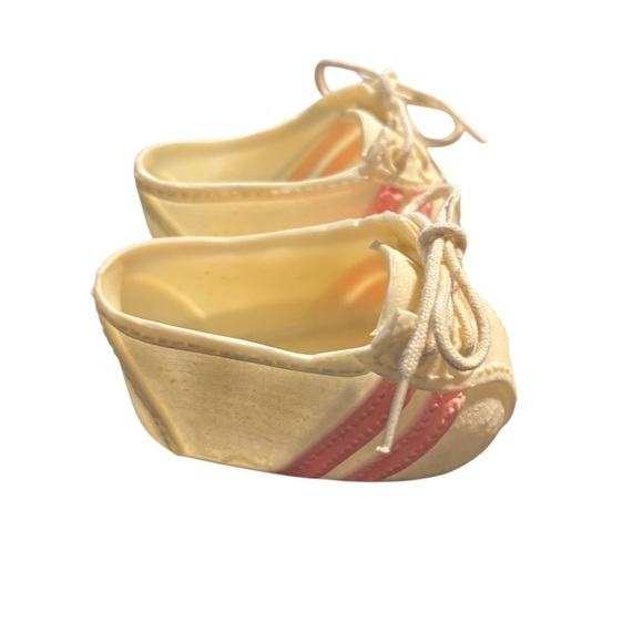 VTG Cabbage Patch Kids Doll Lace Up Shoes White Sneaker Shoe Pink Stripes - Picture 3 of 3